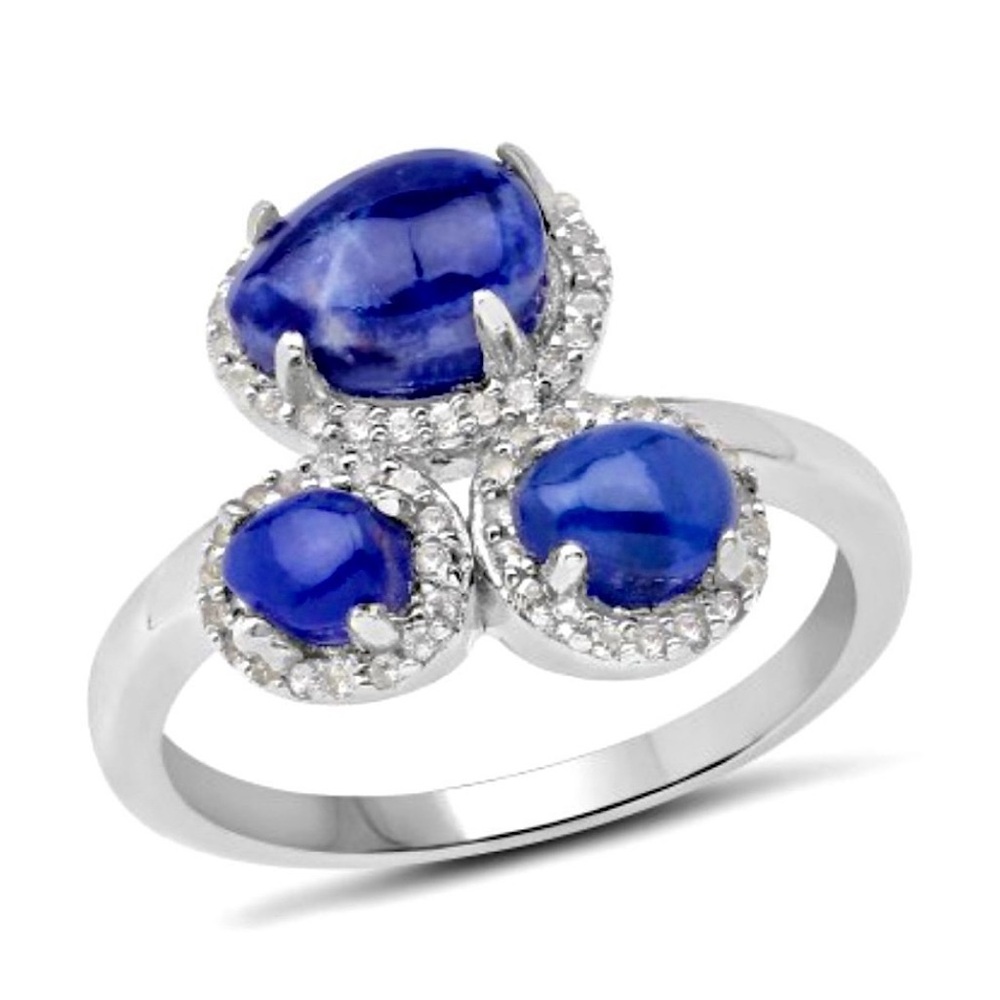 1.98 CT BLUE AVENTURINE BRILLIANT DIAMONDS DESIGNER RING